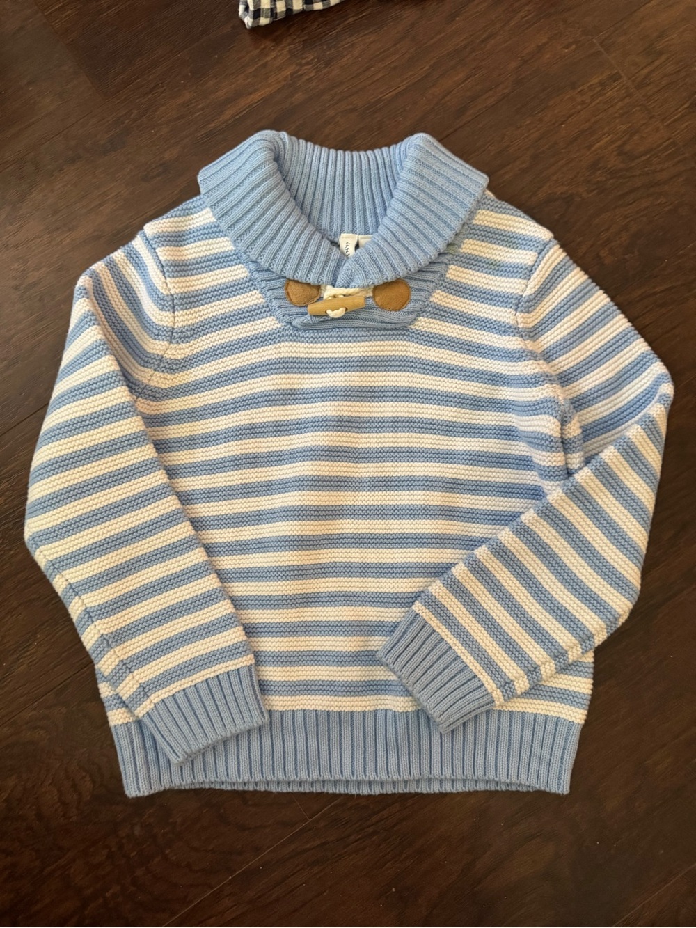 Janie and Jack Blue & White Striped Shawl Collar Sweater